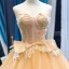 High-end Champagne Dancing Ballkjoler 2023 Ballkjole Kjæreste Uten Ermer Appliques Blonder Beading Lange Buste Ryggløse Formelle Kjoler