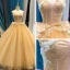 High-end Champagne Dancing Ballkjoler 2023 Ballkjole Kjæreste Uten Ermer Appliques Blonder Beading Lange Buste Ryggløse Formelle Kjoler