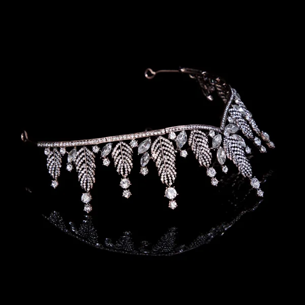 Snygga / Fina Silver Brud Huvudbonad 2020 Legering Rhinestone Tiara Brud Tillbehör