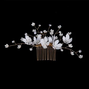 Bloemenfee Goud Haaraccessoires Bruids Haaraccessoires 2020 Metaal Bloem Rhinestone Bruids Accessoires