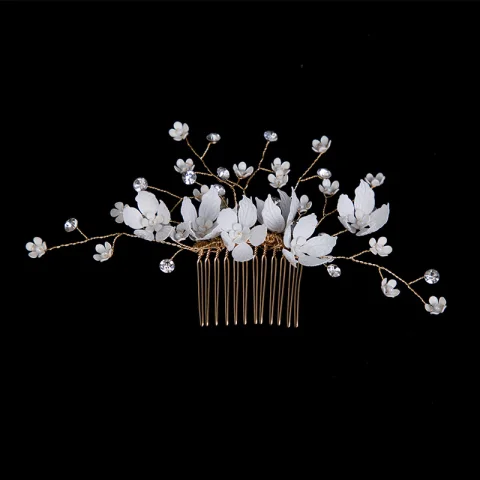 Blumenfee Gold Kopfschmuck Haarschmuck Braut  2020 Metall Blumen Strass Hochzeits Brautaccessoires