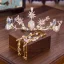 Eleganta Guld Brudsmycken 2020 Legering Zirkon Pärla Rhinestone Tiara Tassel Örhängen Brud Tillbehör