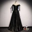 Elegant Black Suede Evening Dresses  2020 A-Line / Princess Off-The-Shoulder Short Sleeve Glitter Tulle Floor-Length / Long Ruffle Backless Formal Dresses
