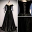 Elegant Black Suede Evening Dresses  2020 A-Line / Princess Off-The-Shoulder Short Sleeve Glitter Tulle Floor-Length / Long Ruffle Backless Formal Dresses