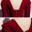 Vintage Rot Velour Winter Abendkleider 2020 A Linie Tiefer V-Ausschnitt 3/4 Ärmel Sweep / Pinsel Zug Rüschen Rückenfreies Festliche Kleider