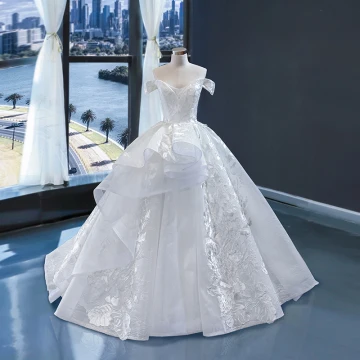 High End Witte Trouwjurken 2023 Baljurk Uit De Schouder Korte Mouwen Ruglooze Appliques Kant Sweep Trein Ruche