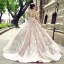 High End Weiß Brautkleider / Hochzeitskleider 2023 Ballkleid Off Shoulder Kurze Ärmel Rückenfreies Applikationen Spitze Sweep / Pinsel Zug Rüschen