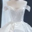High End Weiß Brautkleider / Hochzeitskleider 2023 Ballkleid Off Shoulder Kurze Ärmel Rückenfreies Applikationen Spitze Sweep / Pinsel Zug Rüschen
