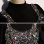 Vintage / Retro Black Party Dresses 2020 A-Line / Princess High Neck Puffy Short Sleeve Sequins Tea-length Ruffle Formal Dresses