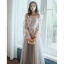 Élégant Gris Transparentes Robe De Soirée 2020 Princesse Encolure Dégagée Gonflée Manches Longues Appliques En Dentelle Longue Volants Dos Nu Robe De Ceremonie