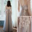 Élégant Gris Transparentes Robe De Soirée 2020 Princesse Encolure Dégagée Gonflée Manches Longues Appliques En Dentelle Longue Volants Dos Nu Robe De Ceremonie