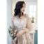 Romantique Champagne Robe De Soirée 2020 Princesse De l'épaule Gonflée Manches Longues Appliques En Dentelle Longue Volants Dos Nu Robe De Ceremonie