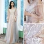 Romantique Champagne Robe De Soirée 2020 Princesse De l'épaule Gonflée Manches Longues Appliques En Dentelle Longue Volants Dos Nu Robe De Ceremonie