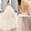 Vintage / Retro Champagne See-through Bridal Wedding Dresses 2020 Ball Gown High Neck Sleeveless Appliques Lace Glitter Tulle Beading Cathedral Train Ruffle