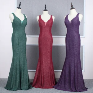 Rimelig Selskapskjoler 2020 Trompet Havfrue Skuldre Uten Ermer Glitter Polyester Lange Buste Ryggløse Formelle Kjoler