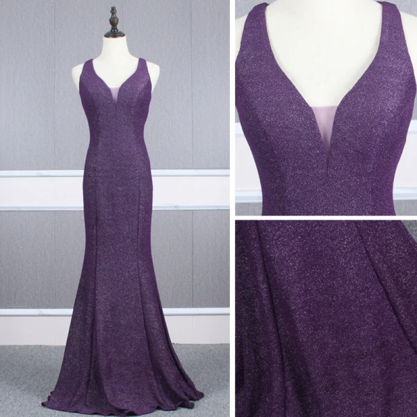 Affordable Evening Dresses 2020 Trumpet / Mermaid Shoulders Sleeveless Glitter Polyester Floor-Length / Long Ruffle Backless Formal Dresses