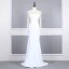 Haut de Gamme Blanche Transparentes Robe De Soirée 2020 Trompette / Sirène Encolure Dégagée Gonflée Manches Longues Perlage Train De Balayage Robe De Ceremonie
