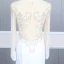 Haut de Gamme Blanche Transparentes Robe De Soirée 2020 Trompette / Sirène Encolure Dégagée Gonflée Manches Longues Perlage Train De Balayage Robe De Ceremonie