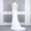 Haut de Gamme Blanche Transparentes Robe De Soirée 2020 Trompette / Sirène Encolure Dégagée Gonflée Manches Longues Perlage Train De Balayage Robe De Ceremonie