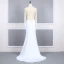 Haut de Gamme Blanche Transparentes Robe De Soirée 2020 Trompette / Sirène Encolure Dégagée Gonflée Manches Longues Perlage Train De Balayage Robe De Ceremonie