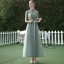 Affordable Sage Green Bridesmaid Dresses 2020 A-Line / Princess Sash Ankle Length Ruffle Backless Wedding Party Dresses