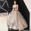 Elegante Braun Durchsichtige Abendkleider 2019 A Linie Rundhalsausschnitt Ärmellos Glanz Polyester Strass Perlenstickerei Lange Rüschen Rückenfreies Festliche Kleider