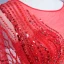 Haut de Gamme Rouge Transparentes Robe De Soirée 2020 Trompette / Sirène Encolure Dégagée Manches Longues Perlage Tribunal Train Robe De Ceremonie