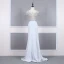 Haut de Gamme Argenté Transparentes Robe De Soirée 2020 Trompette / Sirène Encolure Dégagée Manches Courtes Perlage Train De Balayage Volants Robe De Ceremonie