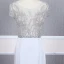 Haut de Gamme Argenté Transparentes Robe De Soirée 2020 Trompette / Sirène Encolure Dégagée Manches Courtes Perlage Train De Balayage Volants Robe De Ceremonie