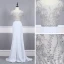 Haut de Gamme Argenté Transparentes Robe De Soirée 2020 Trompette / Sirène Encolure Dégagée Manches Courtes Perlage Train De Balayage Volants Robe De Ceremonie