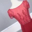 Haut de Gamme Rouge Transparentes Robe De Soirée 2020 Trompette / Sirène Encolure Dégagée Manches Courtes Perlage Train De Balayage Volants Robe De Ceremonie