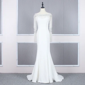 Haut De Gamme Blanche Robe De Soirée 2020 Trompette Sirène Encolure Carrée Manches Longues Faux Diamant Perlage Gland Train De Balayage Robe De Ceremonie