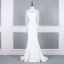 Haut de Gamme Blanche Robe De Soirée 2020 Trompette / Sirène Encolure Carrée Manches Longues Faux Diamant Perlage Gland Train De Balayage Robe De Ceremonie