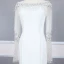 Haut de Gamme Blanche Robe De Soirée 2020 Trompette / Sirène Encolure Carrée Manches Longues Faux Diamant Perlage Gland Train De Balayage Robe De Ceremonie