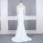 Haut de Gamme Blanche Robe De Soirée 2020 Trompette / Sirène Encolure Carrée Manches Longues Faux Diamant Perlage Gland Train De Balayage Robe De Ceremonie
