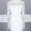 Haut de Gamme Blanche Robe De Soirée 2020 Trompette / Sirène Encolure Carrée Manches Longues Faux Diamant Perlage Gland Train De Balayage Robe De Ceremonie