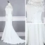 Haut de Gamme Blanche Robe De Soirée 2020 Trompette / Sirène Encolure Carrée Manches Longues Faux Diamant Perlage Gland Train De Balayage Robe De Ceremonie