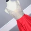 Sexy Rouge Satin Robe De Soirée 2020 Princesse Transparentes Col v profond Sans Manches Paillettes Perlage Longue Volants Dos Nu Robe De Ceremonie