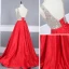 Sexy Rouge Satin Robe De Soirée 2020 Princesse Transparentes Col v profond Sans Manches Paillettes Perlage Longue Volants Dos Nu Robe De Ceremonie