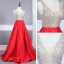 Sexy Rouge Satin Robe De Soirée 2020 Princesse Transparentes Col v profond Sans Manches Paillettes Perlage Longue Volants Dos Nu Robe De Ceremonie