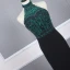Fashion Black Evening Dresses  2020 Trumpet / Mermaid High Neck Sleeveless Dark Green Beading Rhinestone Sweep Train Ruffle Backless Formal Dresses