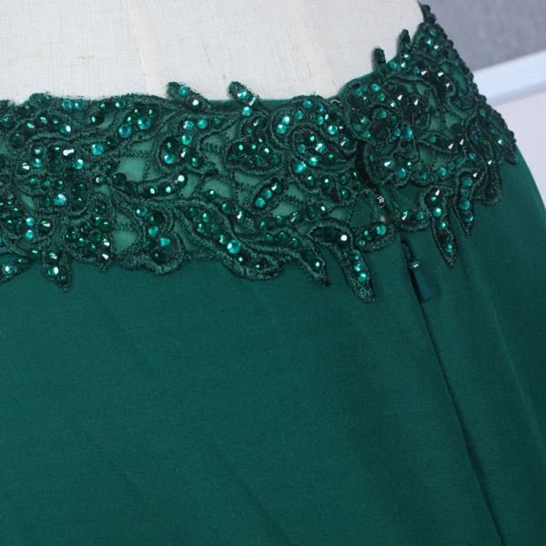 Affordable Dark Green Evening Dresses 2020 Trumpet / Mermaid Shoulders Sleeveless Beading Court Train Ruffle Backless Formal Dresses