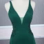 Affordable Dark Green Evening Dresses  2020 Trumpet / Mermaid Shoulders Sleeveless Beading Court Train Ruffle Backless Formal Dresses