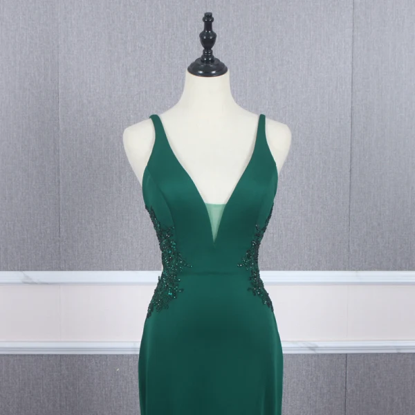 Affordable Dark Green Evening Dresses 2020 Trumpet / Mermaid Shoulders Sleeveless Beading Court Train Ruffle Backless Formal Dresses