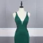 Affordable Dark Green Evening Dresses  2020 Trumpet / Mermaid Shoulders Sleeveless Beading Court Train Ruffle Backless Formal Dresses
