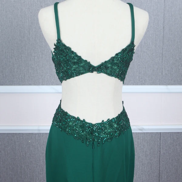 Affordable Dark Green Evening Dresses 2020 Trumpet / Mermaid Shoulders Sleeveless Beading Court Train Ruffle Backless Formal Dresses