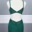 Affordable Dark Green Evening Dresses  2020 Trumpet / Mermaid Shoulders Sleeveless Beading Court Train Ruffle Backless Formal Dresses