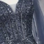 Haut de Gamme Bleu Marine Transparentes Robe De Soirée 2020 Trompette / Sirène Bretelles Spaghetti Sans Manches Perlage Plumes Détachable Watteau Train Volants Dos Nu Robe De Ceremonie