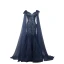 Haut de Gamme Bleu Marine Transparentes Robe De Soirée 2020 Trompette / Sirène Bretelles Spaghetti Sans Manches Perlage Plumes Détachable Watteau Train Volants Dos Nu Robe De Ceremonie