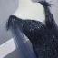 Haut de Gamme Bleu Marine Transparentes Robe De Soirée 2020 Trompette / Sirène Bretelles Spaghetti Sans Manches Perlage Plumes Détachable Watteau Train Volants Dos Nu Robe De Ceremonie